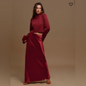 Reformation - Bella Silk Skirt - Sangre Red